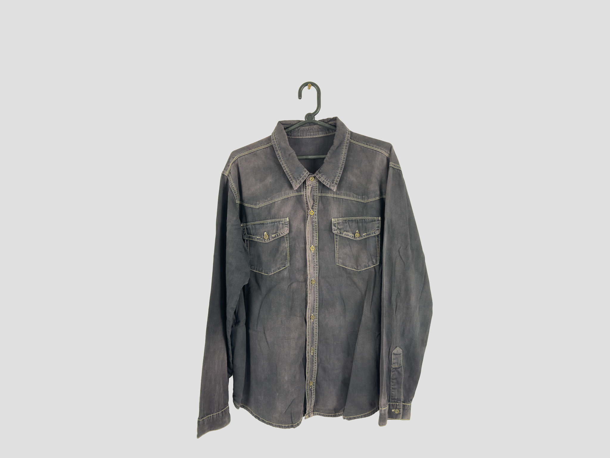 Camisa Jeans Estonada Cinza