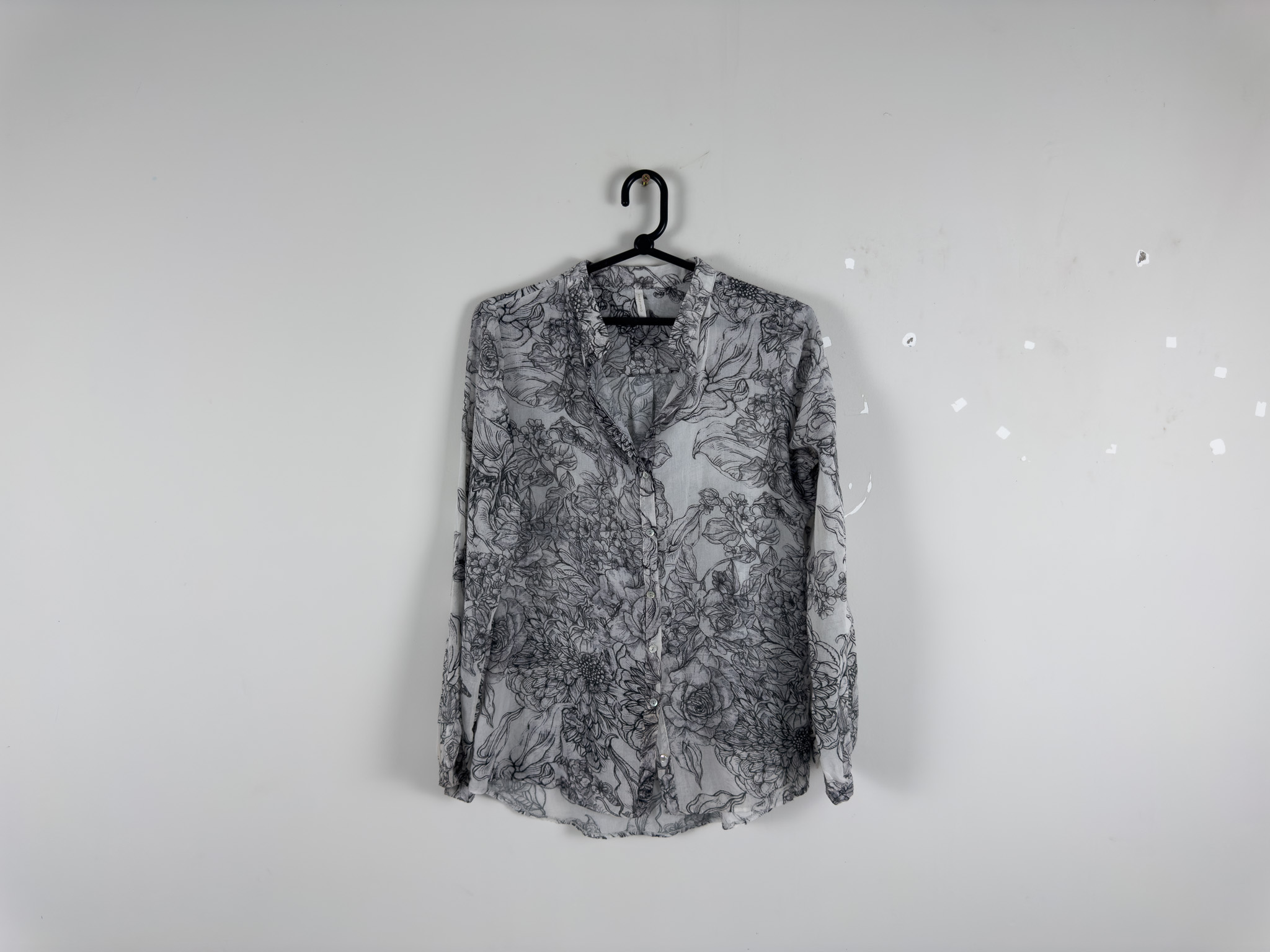 Camisa Estampada Cinza/Preto Marmorizada