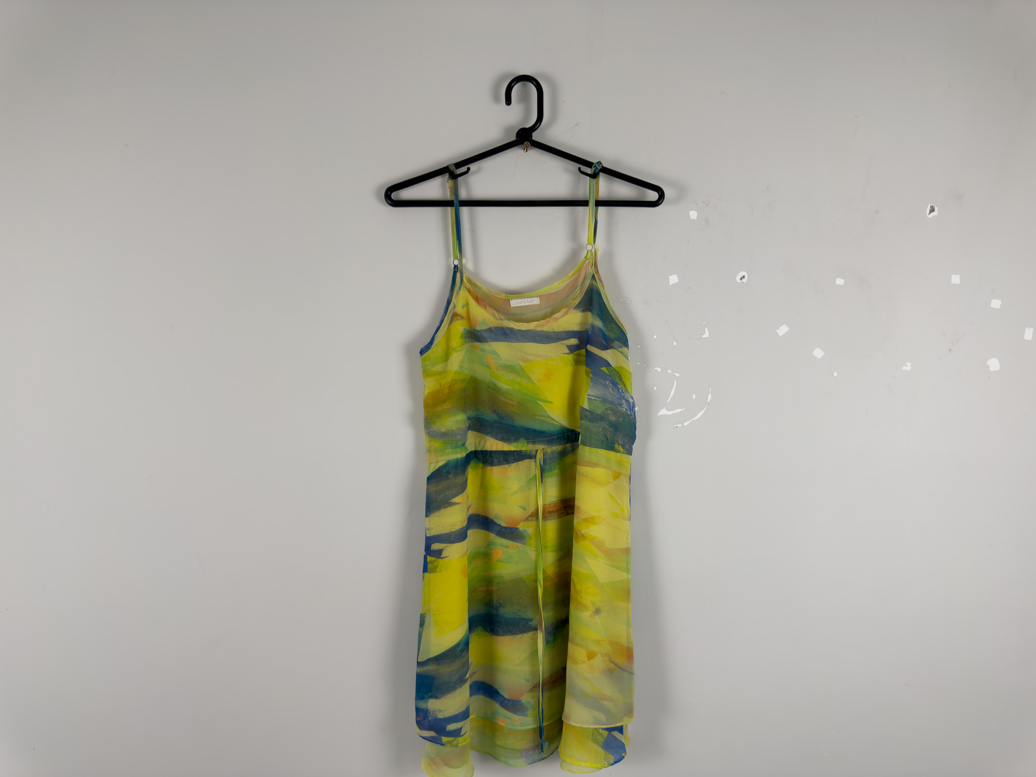 Vestido de Alças Estampa Aquarela Amarelo