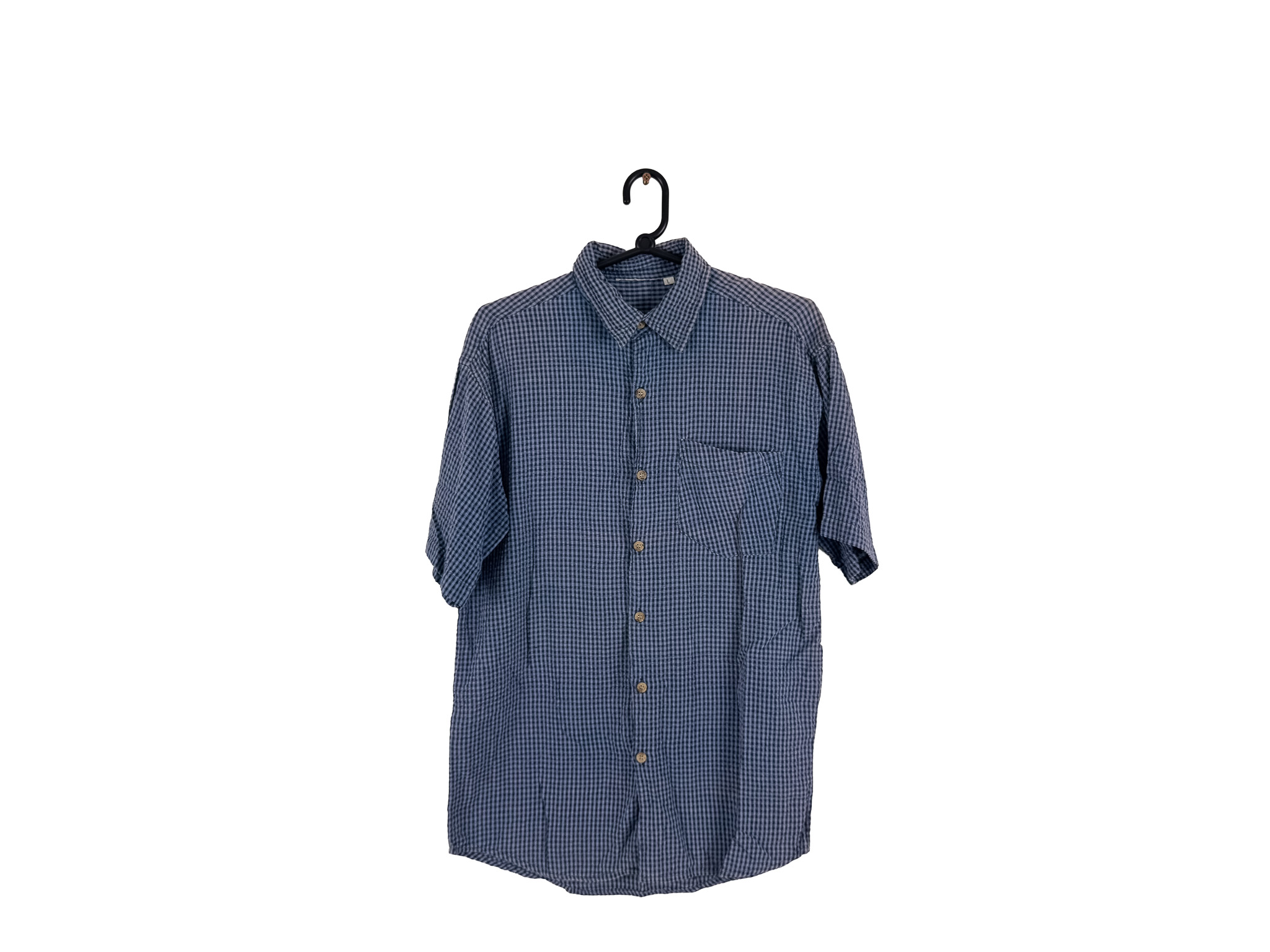 Camisa Manga Curta Jeans Azul