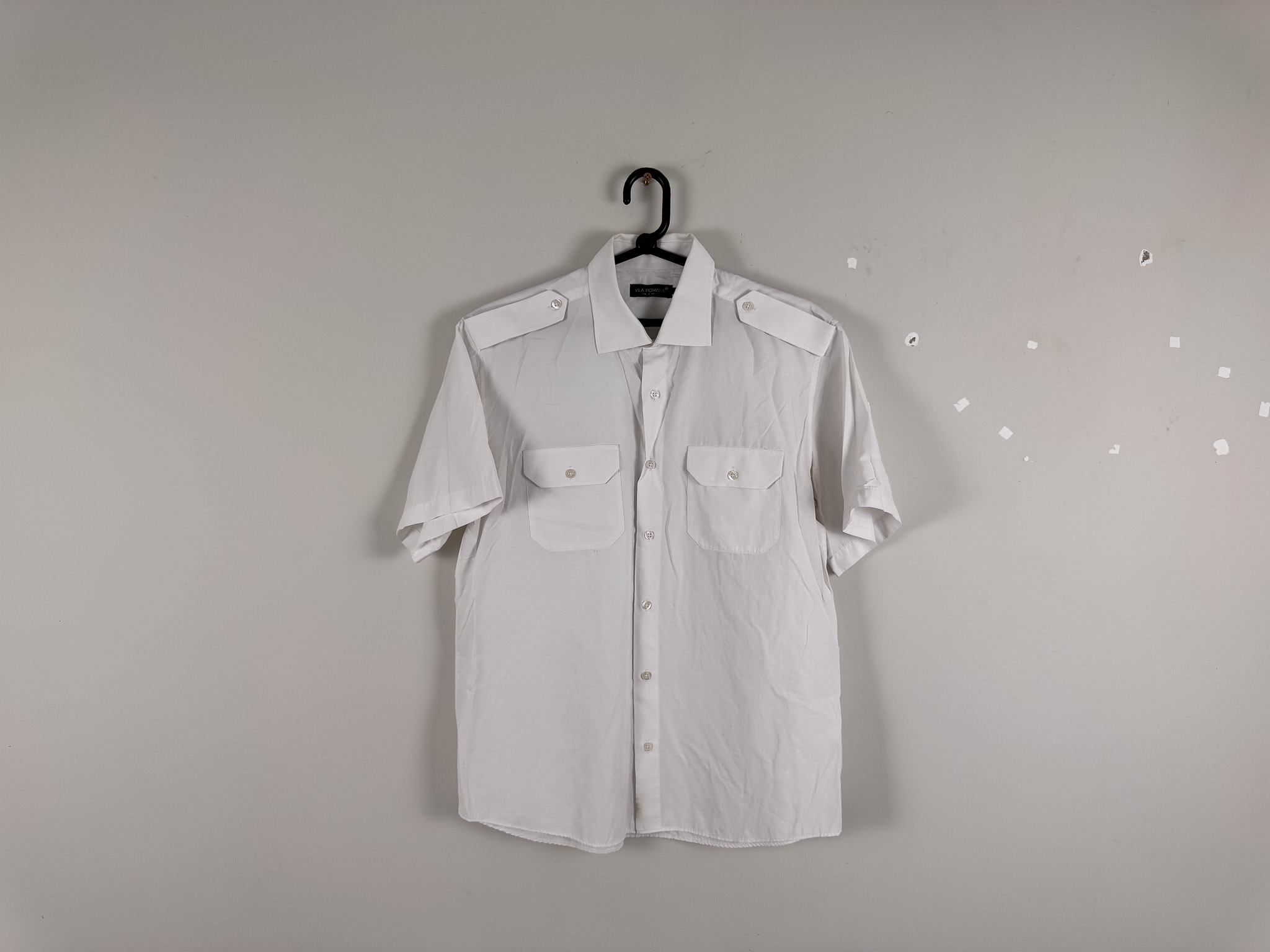Camisa Manga Curta Branca Estilo Militar