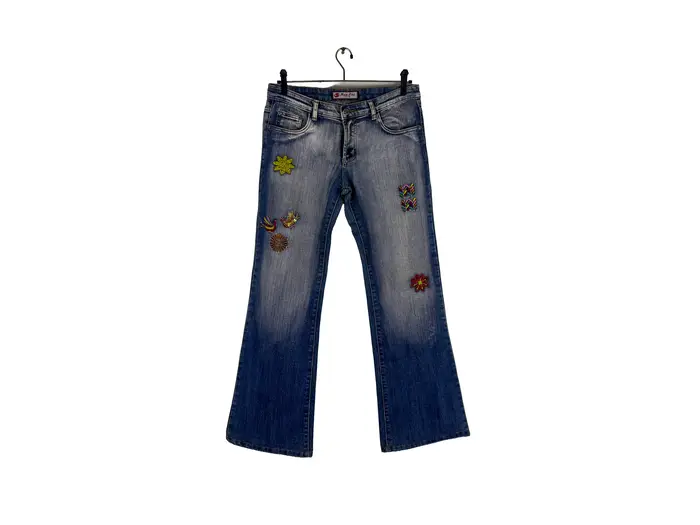 Calça Nuo Pai Jeans Flare Bordados