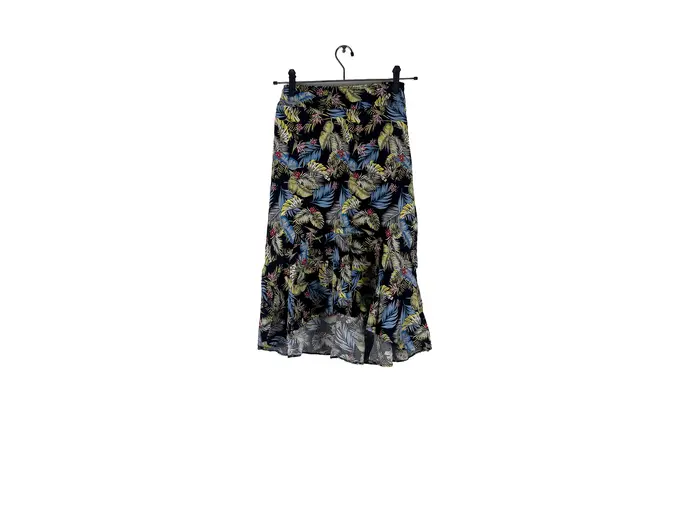 Saia Midi Estampa Folhagem Tropical