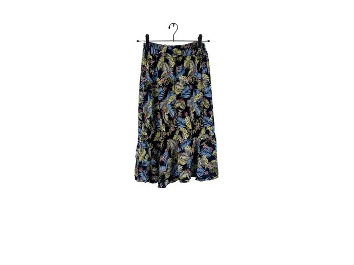 Saia Midi Estampa Folhagem Tropical