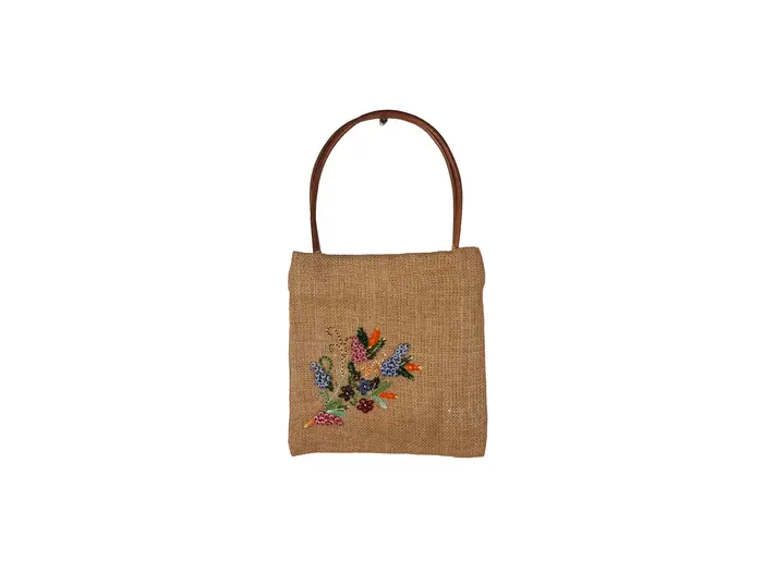 Bolsa Juta Bordada Pássaros