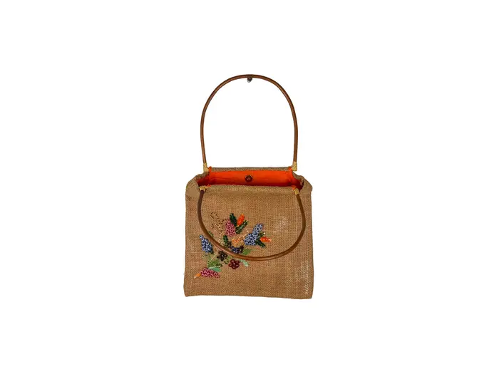 Bolsa Juta Bordada Pássaros