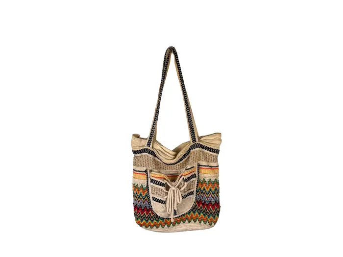 Bolsa Tote Juta Listras Pastel