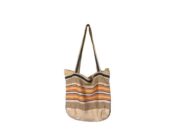 Bolsa Tote Juta Listras Pastel