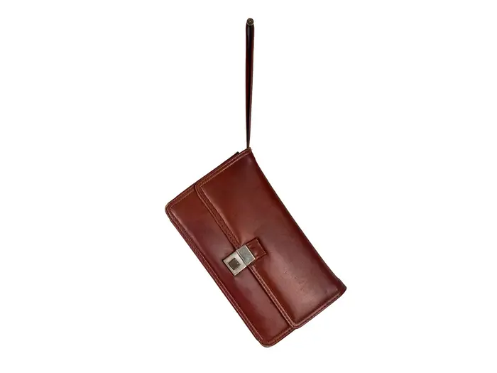 Carteira/Necessaire Marrom Couro Vintage