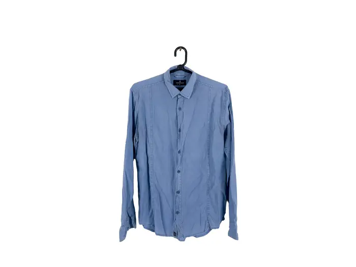 Camisa Slim Azul Claro Lavada