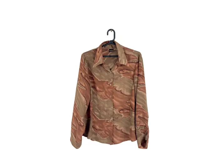 Camisa Estampa Floral Marrom Vintage