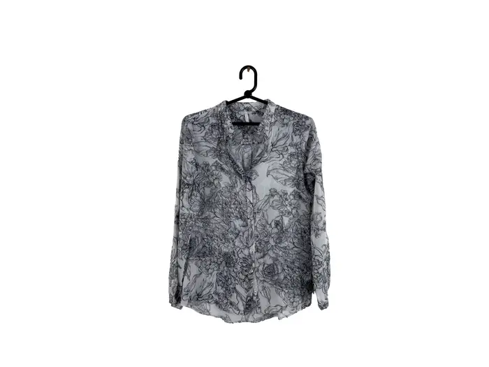 Camisa Estampada Cinza/Preto Marmorizada