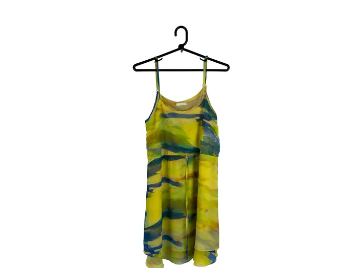 Vestido de Alças Estampa Aquarela Amarelo