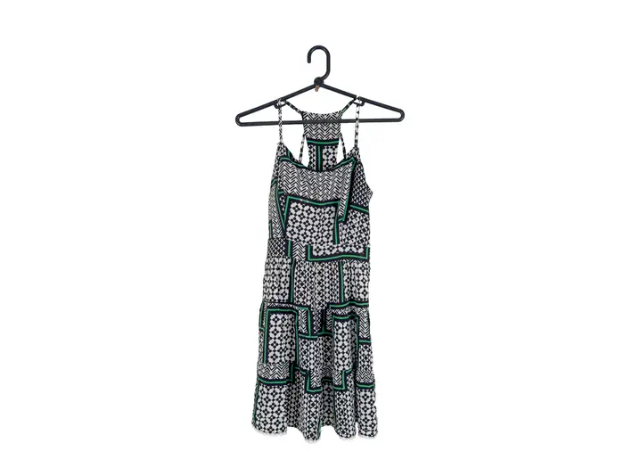 Vestido de Alças Estampa Geométrica P&B