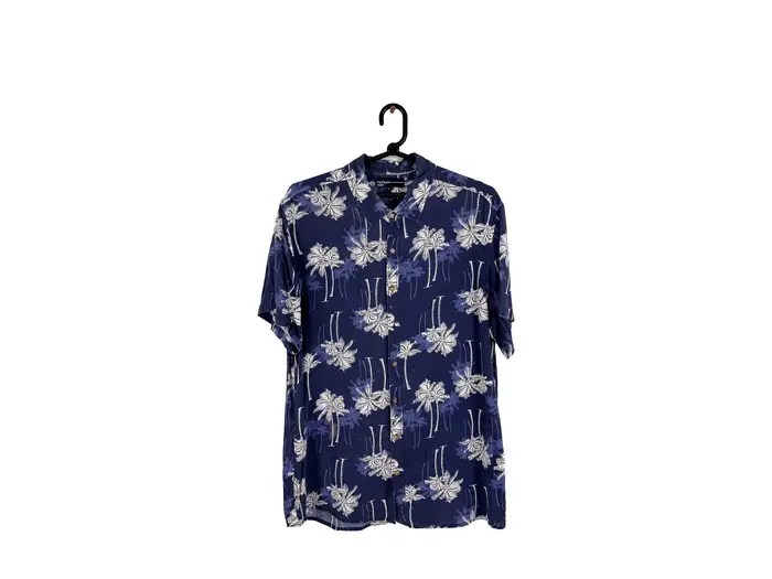 Camisa Manga Curta Azul Marinho Coqueiros