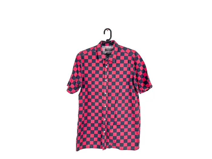 Camisa Manga Curta Xadrez Vermelha/Preta