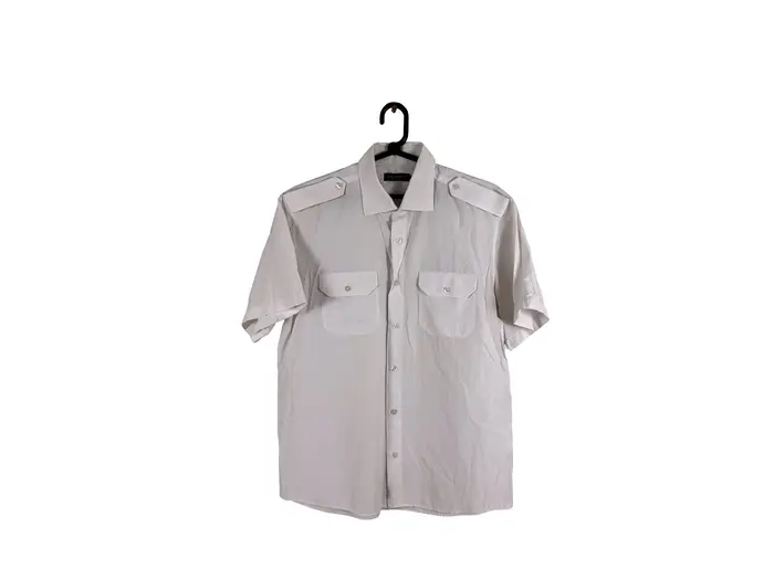 Camisa Manga Curta Branca Estilo Militar