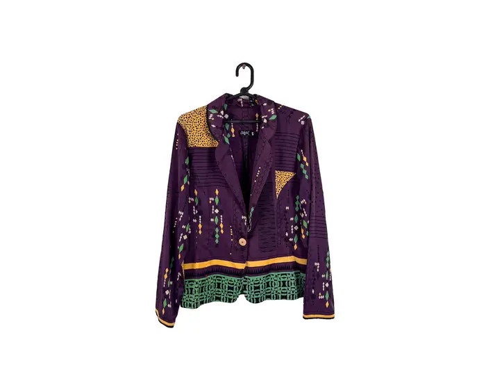 Blazer Vintage Roxo Estampa Étnica