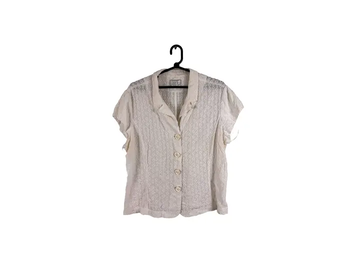 Blusa Branca Manga Curta Renda